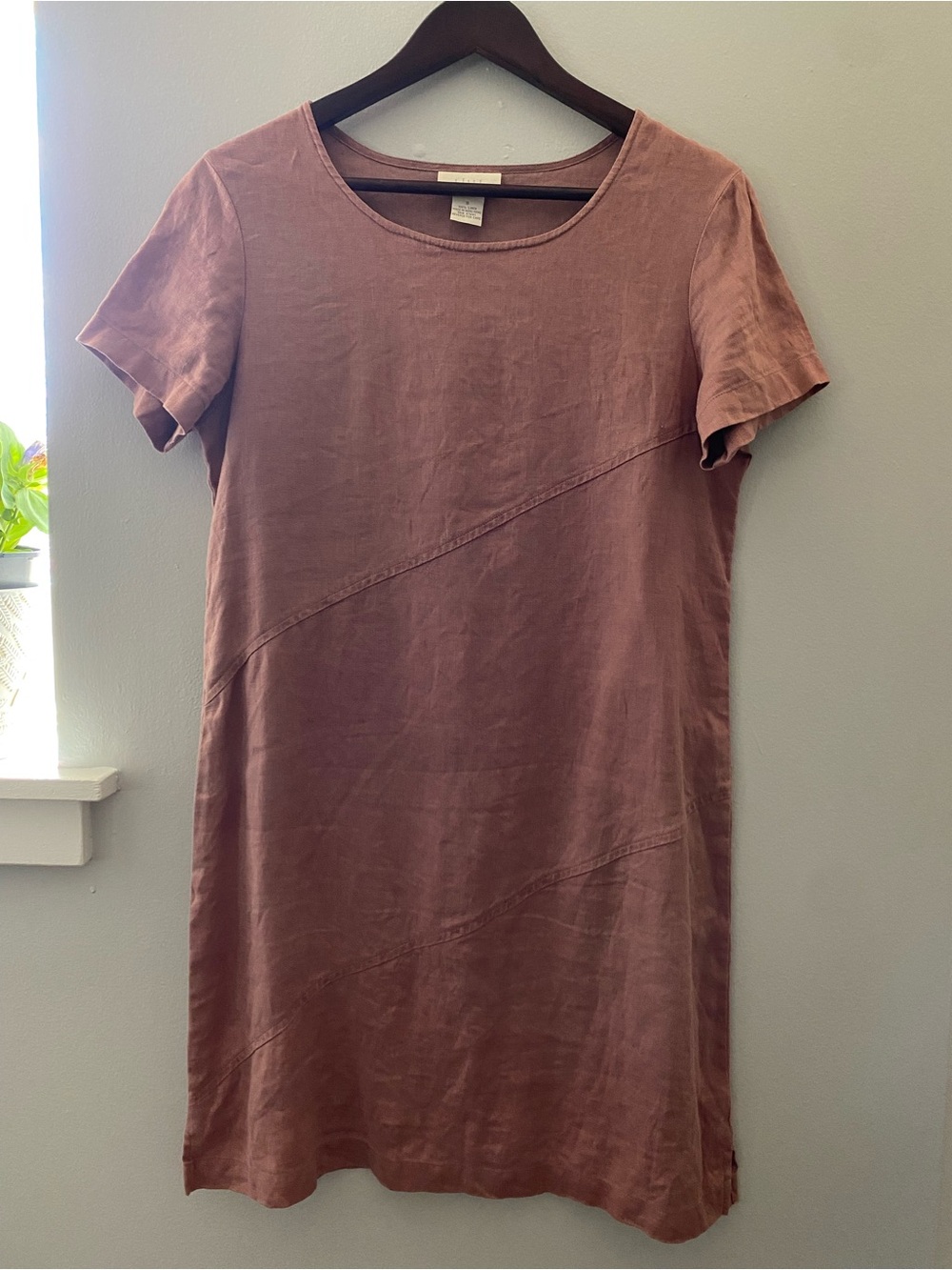 J. Jill Linen Dusty Rose Short-Sleeve Shift Dress